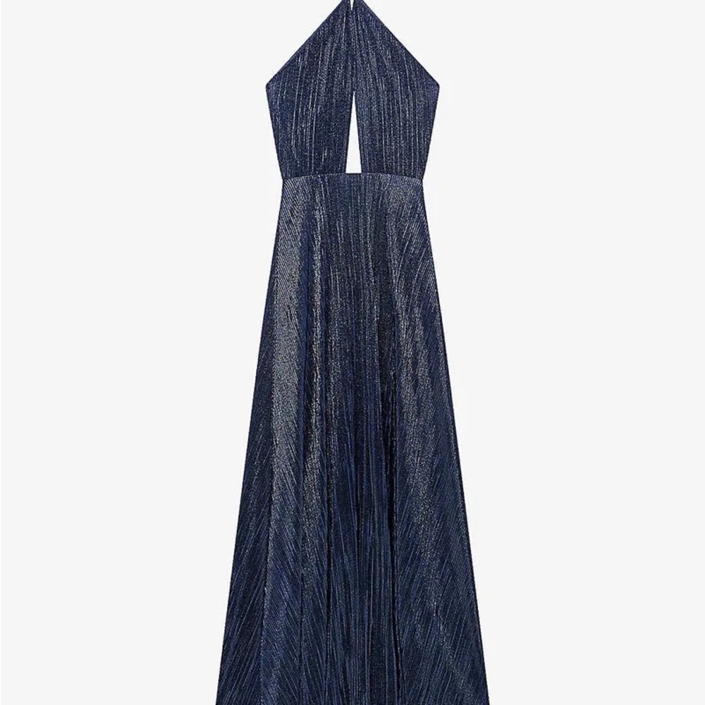 Maje Rustina Elegant Navy Halter Maxi Dress